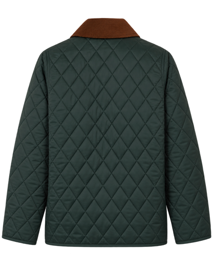 NY Crest Nylon Quilted Jacket - Forest/Tan