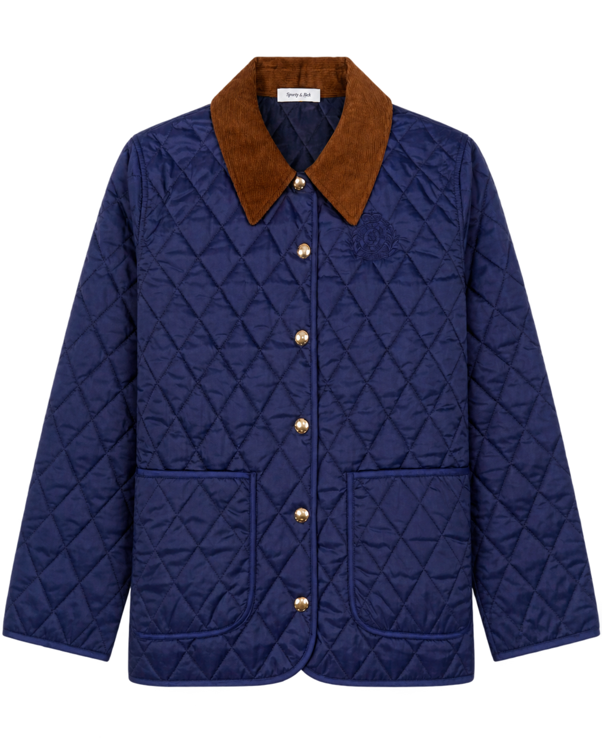 NY Crest Nylon Quilted Jacket - Navy/Tan