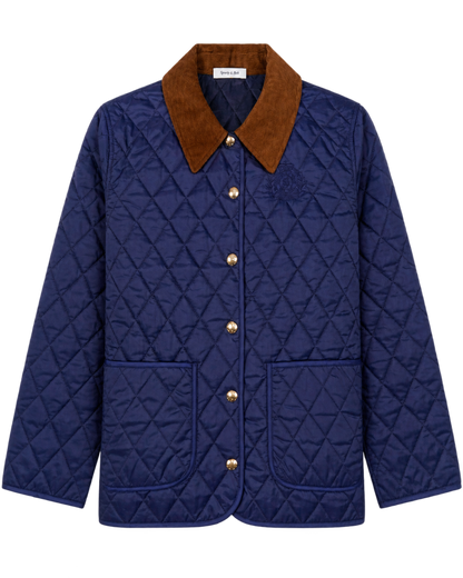 NY Crest Nylon Quilted Jacket - Navy/Tan
