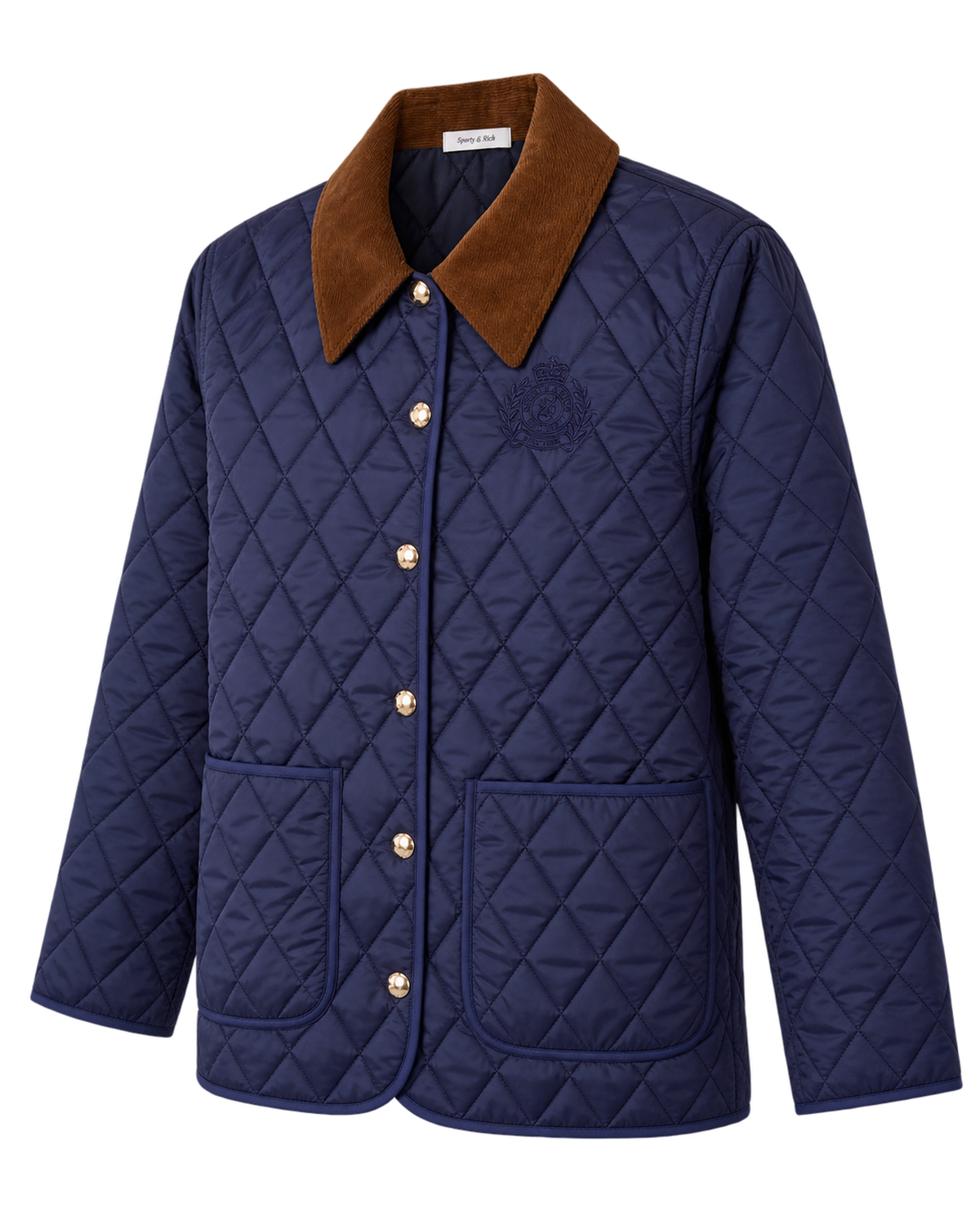 NY Crest Nylon Quilted Jacket - Navy/Tan
