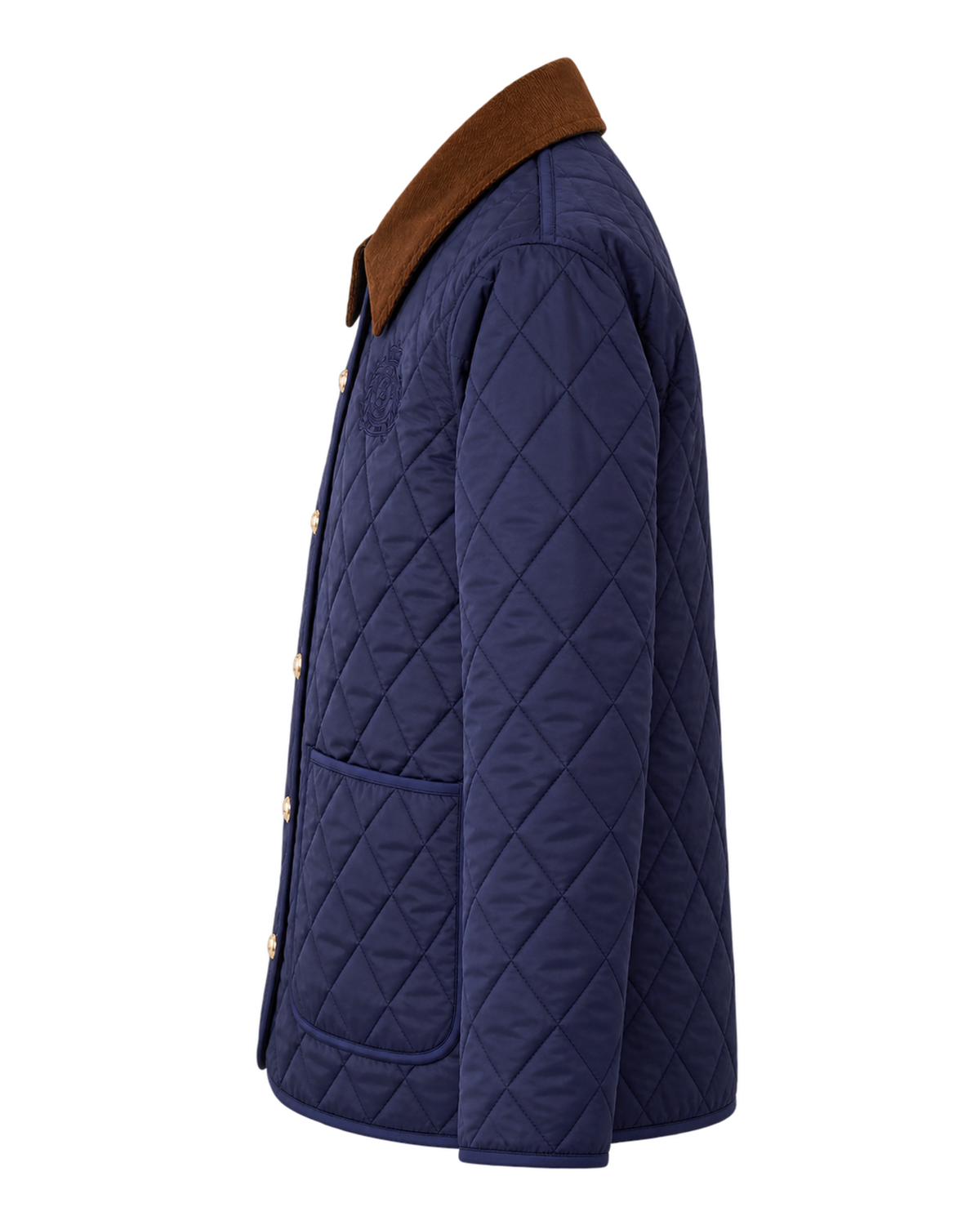 NY Crest Nylon Quilted Jacket - Navy/Tan