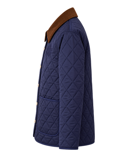 NY Crest Nylon Quilted Jacket - Navy/Tan