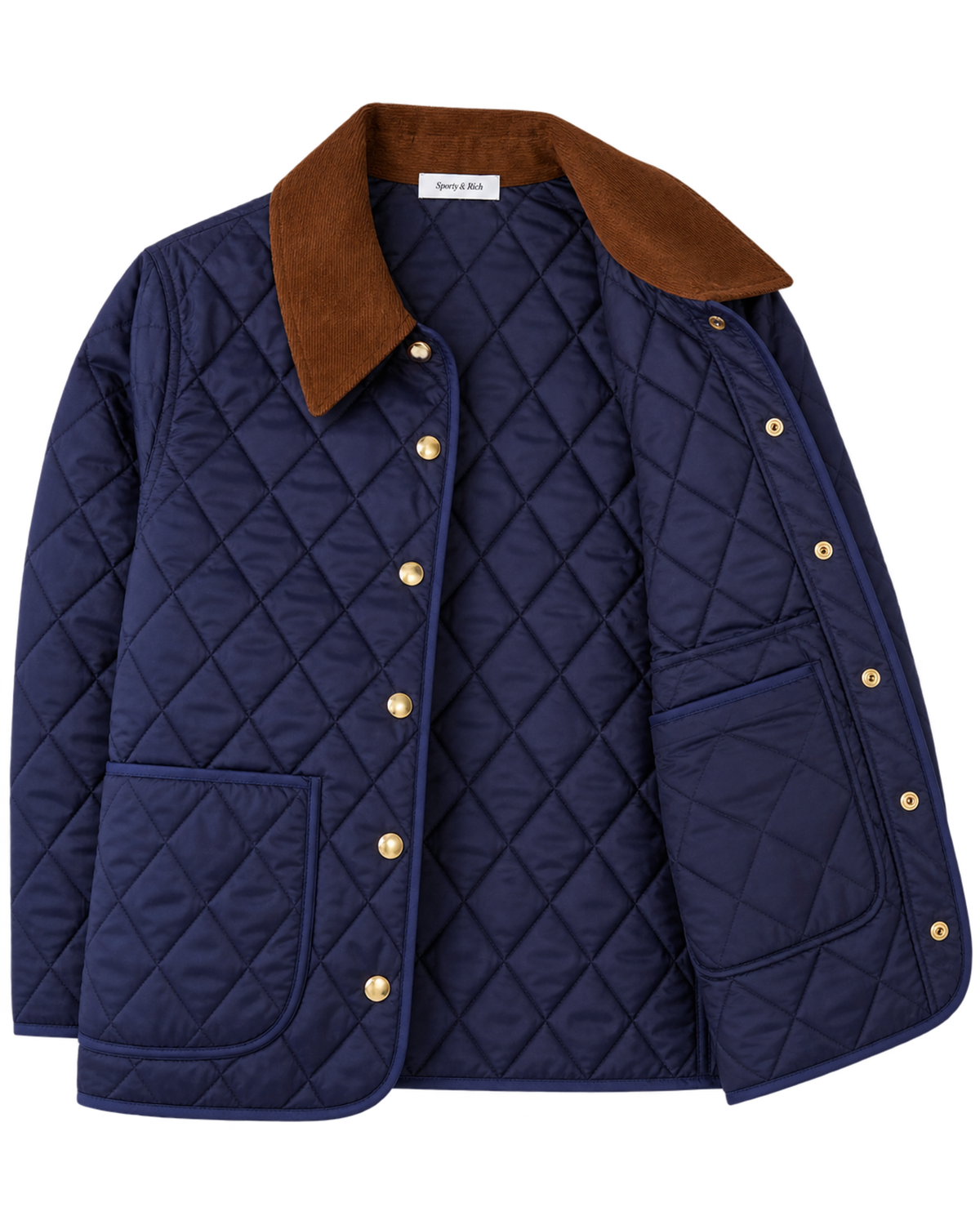 NY Crest Nylon Quilted Jacket - Navy/Tan