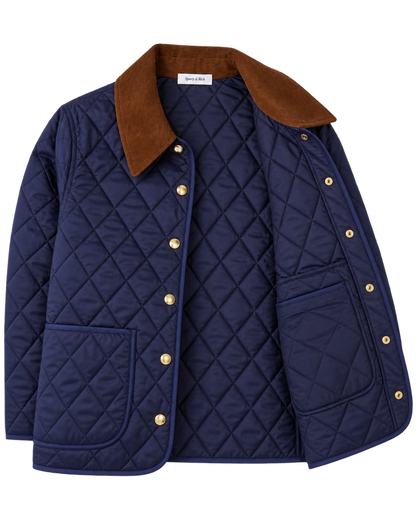 NY Crest Nylon Quilted Jacket - Navy/Tan
