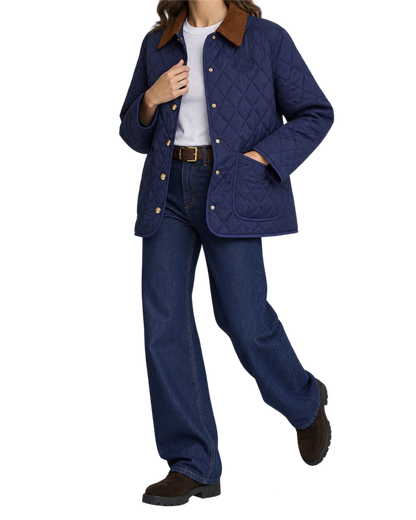 NY Crest Nylon Quilted Jacket - Navy/Tan