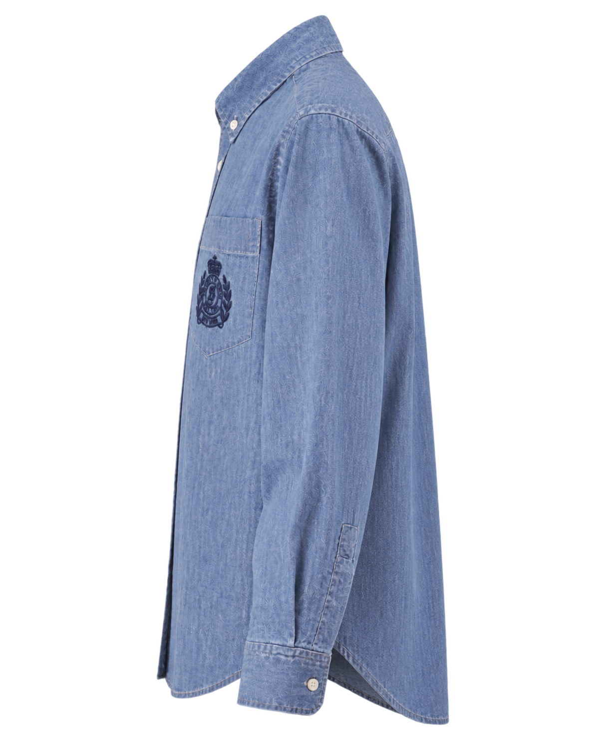 NY Crest Oversized Denim Shirt - Light Blue