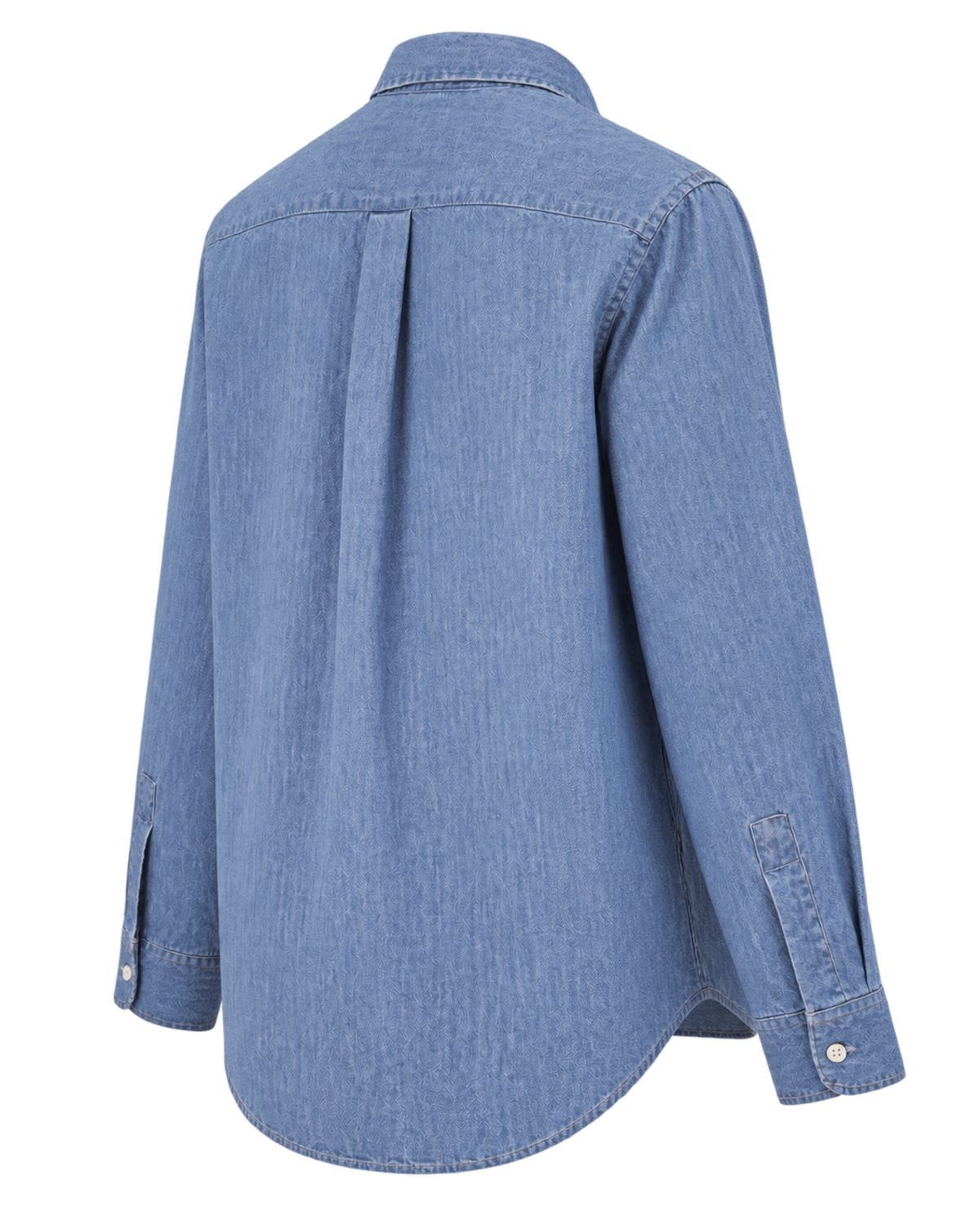 NY Crest Oversized Denim Shirt - Light Blue