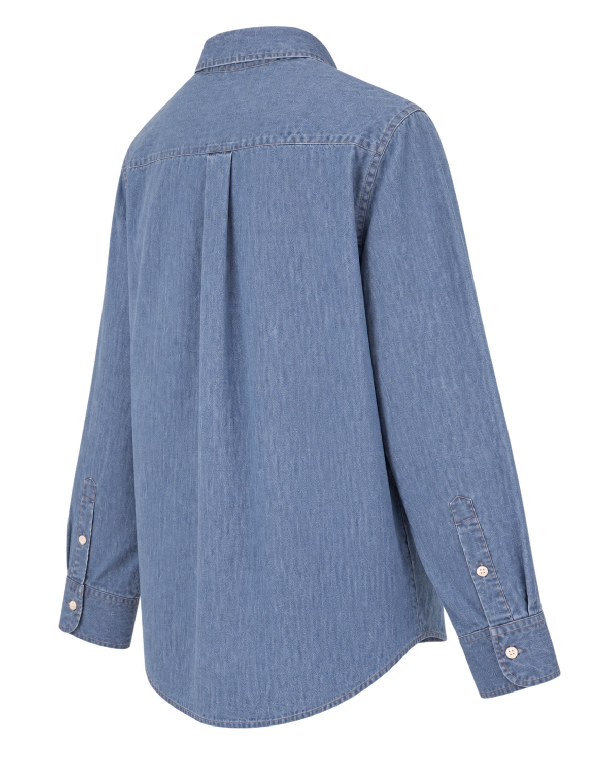 NY Crest Oversized Denim Shirt - Light Blue