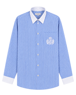 NY Crest Oversized Shirt - Navy Stripe
