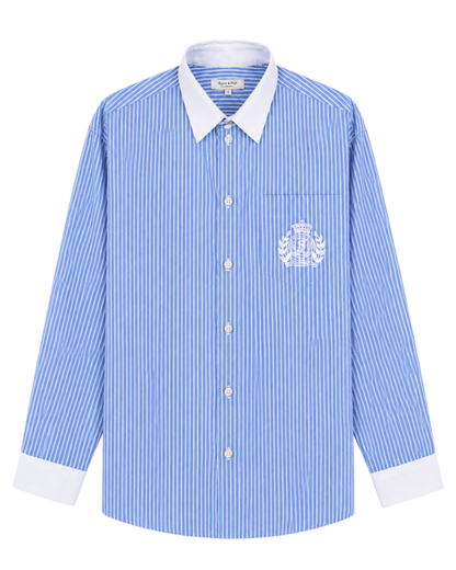 NY Crest Oversized Shirt - Navy Stripe
