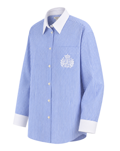 NY Crest Oversized Shirt - Navy Stripe
