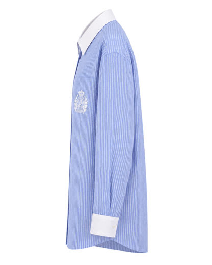 NY Crest Oversized Shirt - Navy Stripe