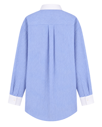NY Crest Oversized Shirt - Navy Stripe