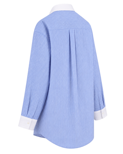 NY Crest Oversized Shirt - Navy Stripe