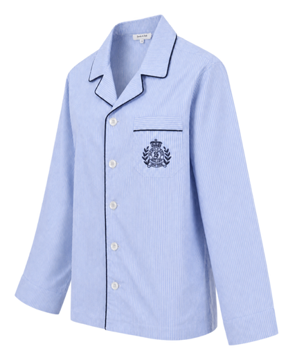 NY Crest Pyjama Shirt - Blue Stripe
