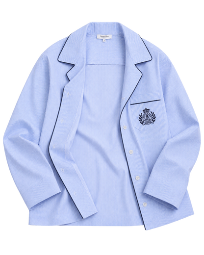 NY Crest Pyjama Shirt - Blue Stripe