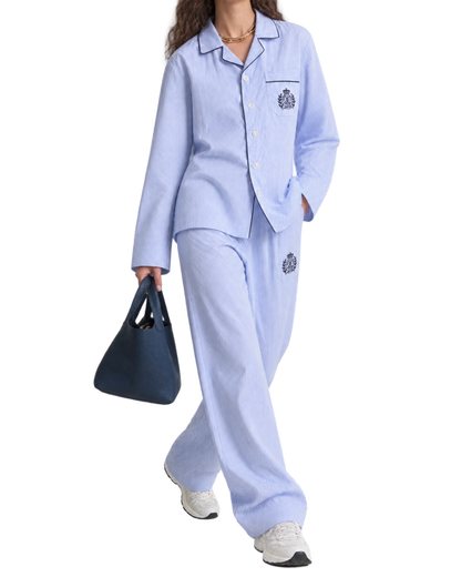 NY Crest Pyjama Shirt - Blue Stripe
