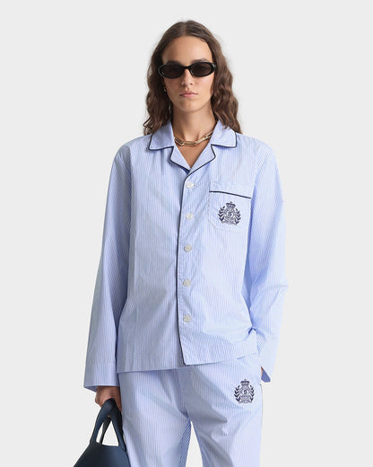 NY Crest Pyjama Shirt - Blue Stripe