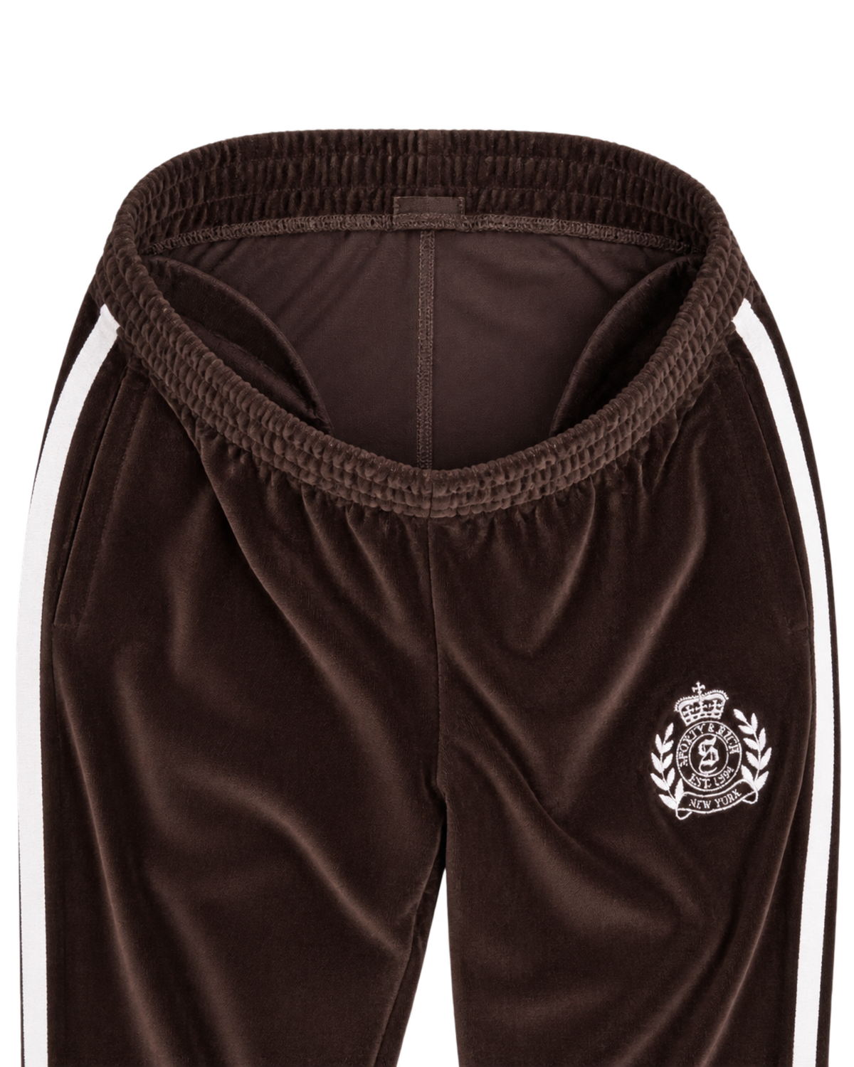 NY Crest Velour Sweatpant - Chocolate/Ecru