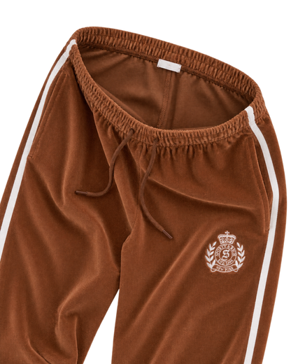 NY Crest Velour Sweatpant - Tobacco/Ecru