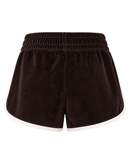 NY Crest Velour Track Short - Chocolate