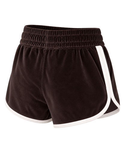 NY Crest Velour Track Short - Chocolate