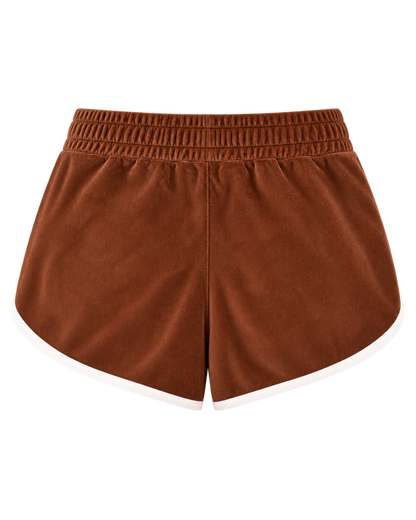 NY Crest Velour Track Short - Tobacco/White