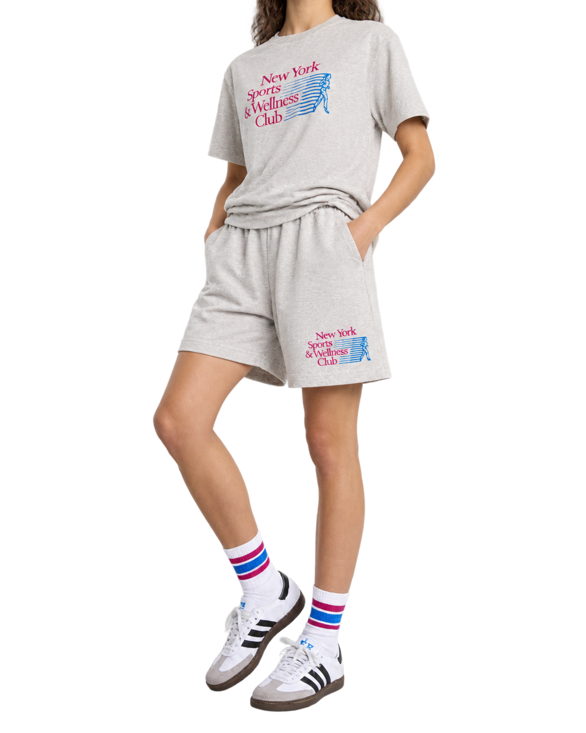 NY Motion Gym Short - Heather Gray/Berry/Azure