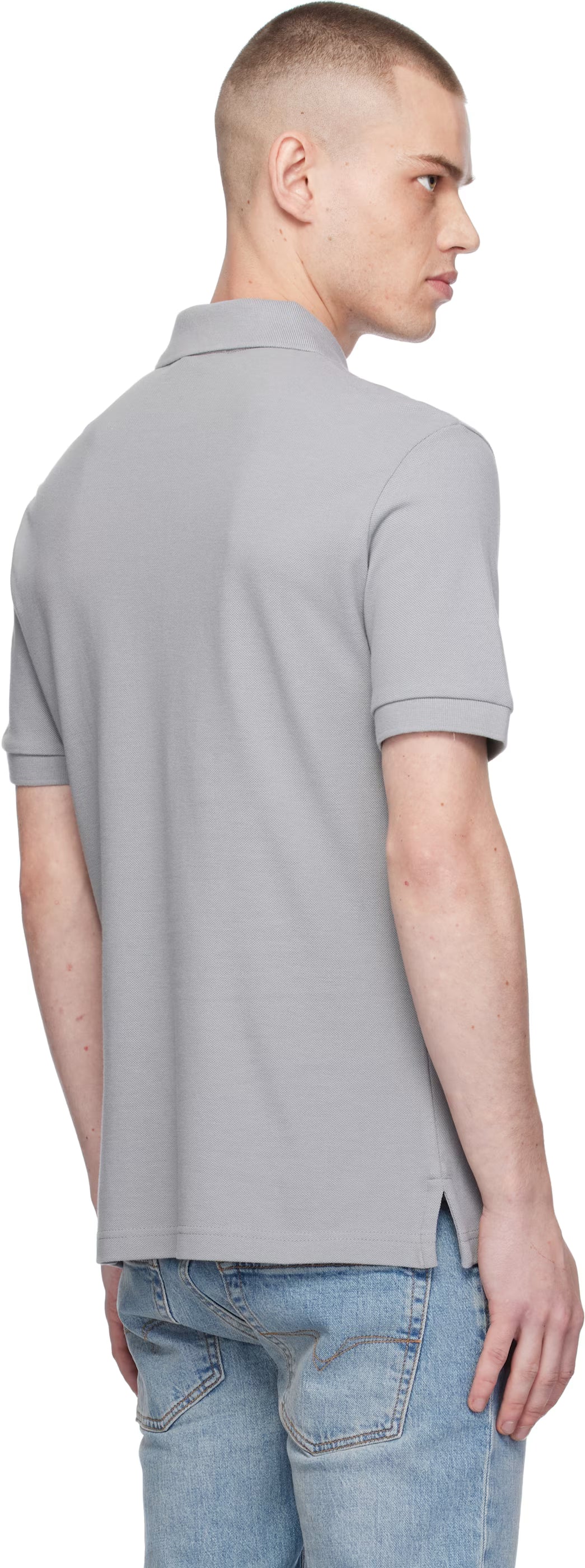 Gray Logo Slim-Fit Polo