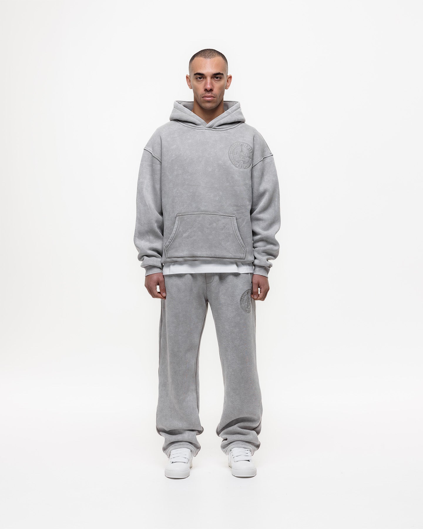 Magiri Embroidered Acid Wash Joggers in Washed Oatmeal