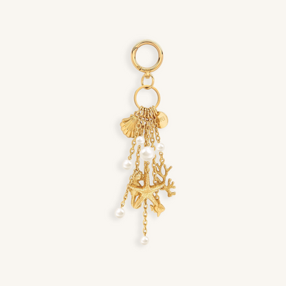 Ocean Creature Faux Pearl Bag Charm - Gold