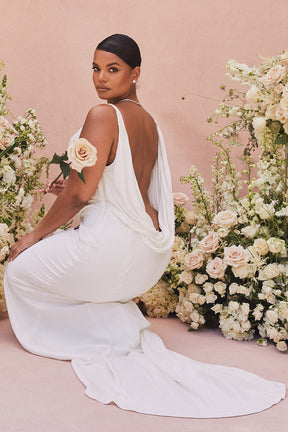 Odette ivory draped back bridal gown - limited edition