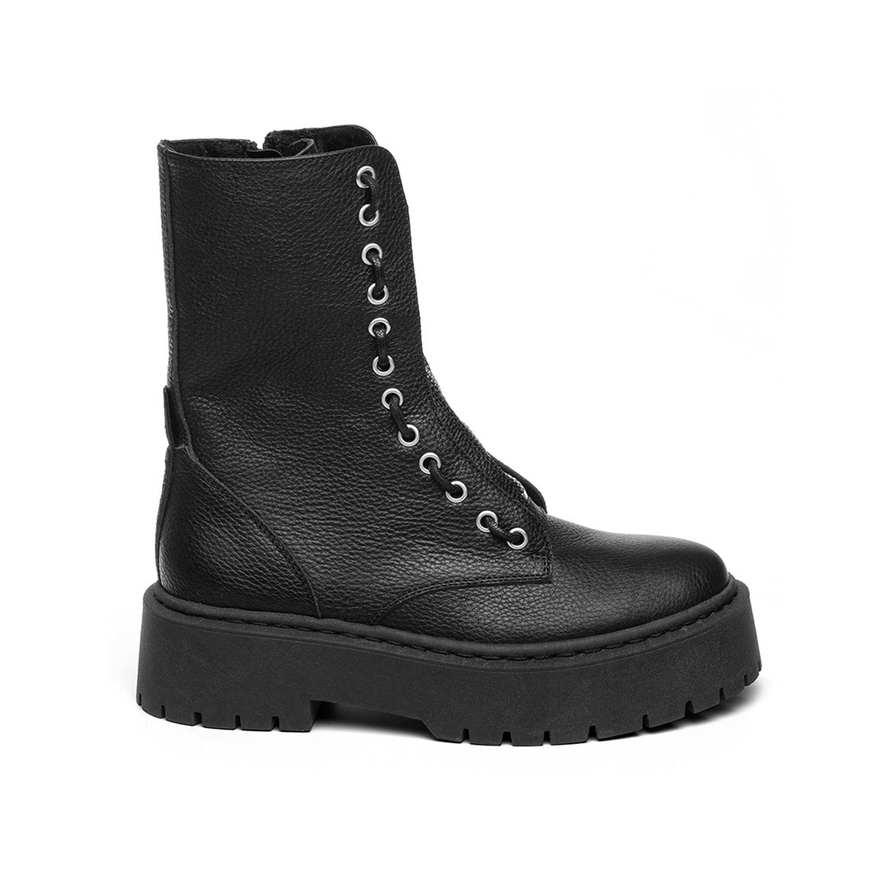 Odilia Buckle Detail Side Zip Biker Boots