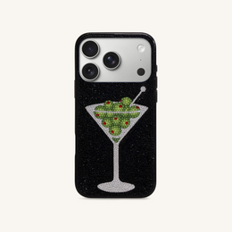 Olive Martini Artificial Crystal Phone Case - Black