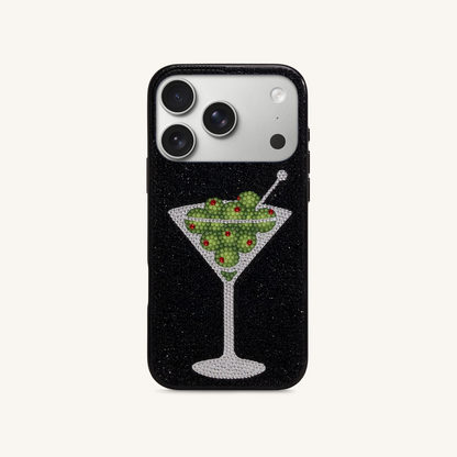 Olive Martini Artificial Crystal Phone Case - Black