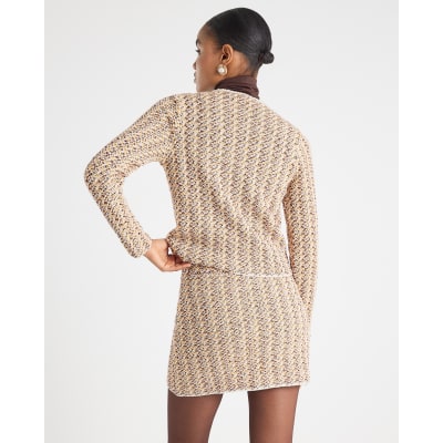 Orange Boucle Mini Skirt