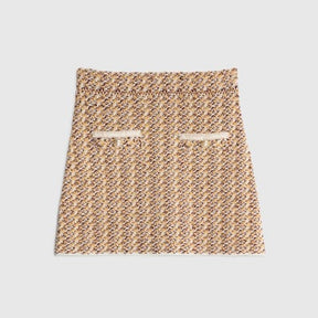 Orange Boucle Mini Skirt