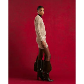 Orange Boucle Mini Skirt