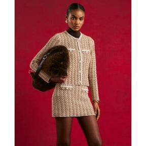 Orange Boucle Mini Skirt