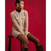 Orange Boucle Twisted Cardigan