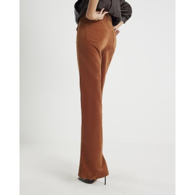 Orange Corduroy Relaxed Flared Trousers