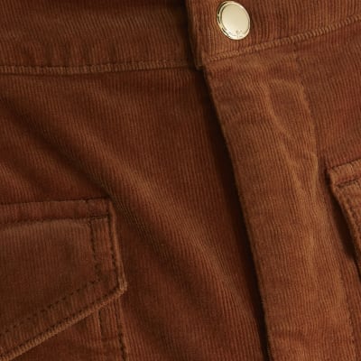 Orange Corduroy Relaxed Flared Trousers