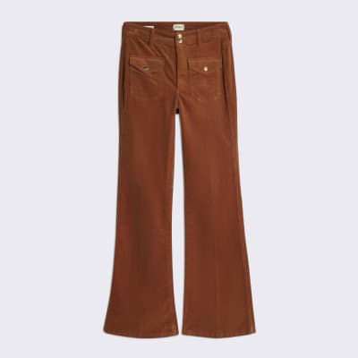 Orange Corduroy Relaxed Flared Trousers