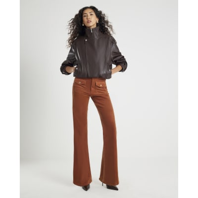 Orange Corduroy Relaxed Flared Trousers