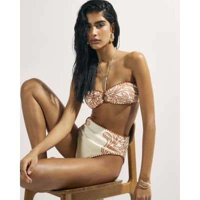 Orange Cornelli Print Bikini Briefs