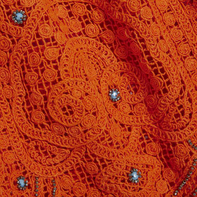 Orange Crochet Embellished Beach Shorts