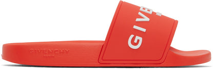 Givenchy Orange Embossed Slides