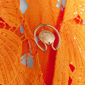 Orange Lace Shell Mini Beach Dress