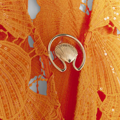 Orange Lace Shell Mini Beach Dress