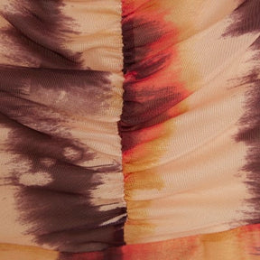 Orange Mesh Long Sleeve Bardot Bodysuit